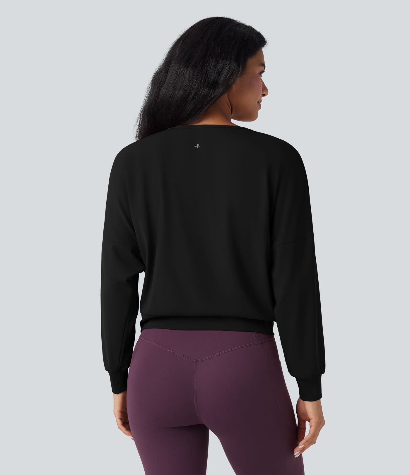 Top de sport yoga SoftlyZero™ Airy col rond manches longues ourlet croisé