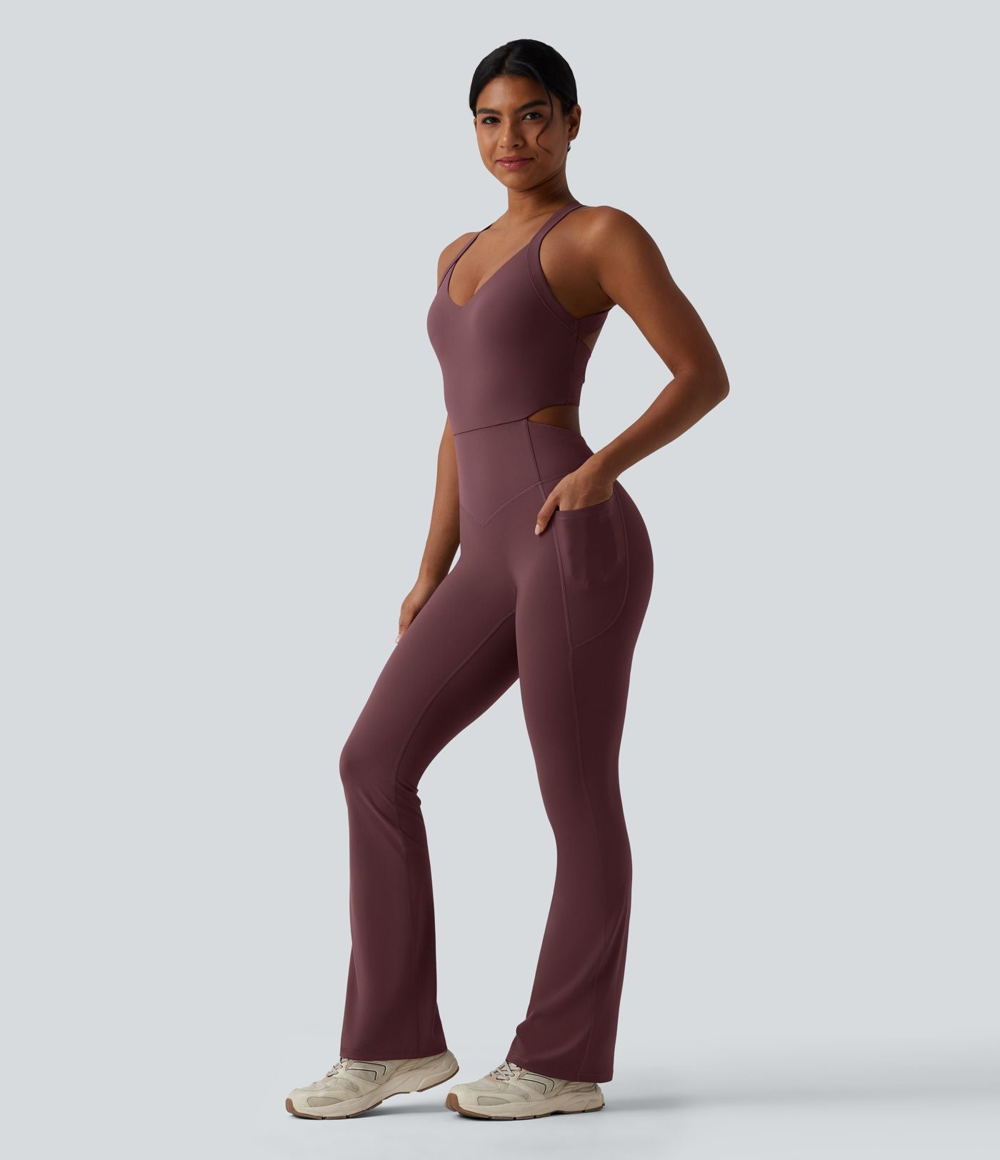 Combinaison bootcut d'entraînement gainante Halara UltraSculpt™ avec poches - Édition Easy Peasy