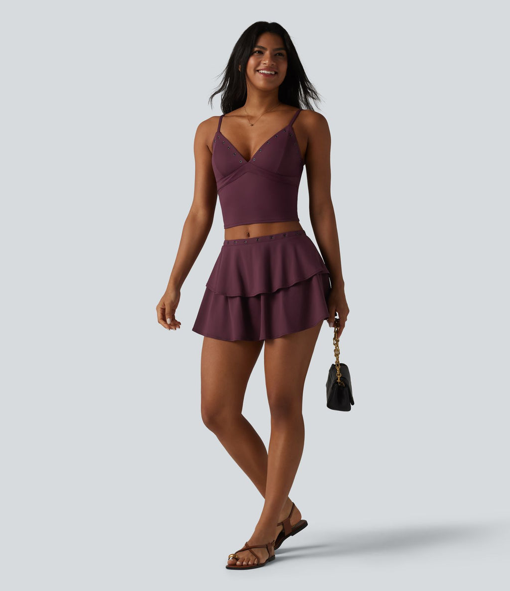 Débardeur court décontracté SoftlyZero™ à bretelles ajustables et œillets, avec brassière intégrée et effet frais InstantCool