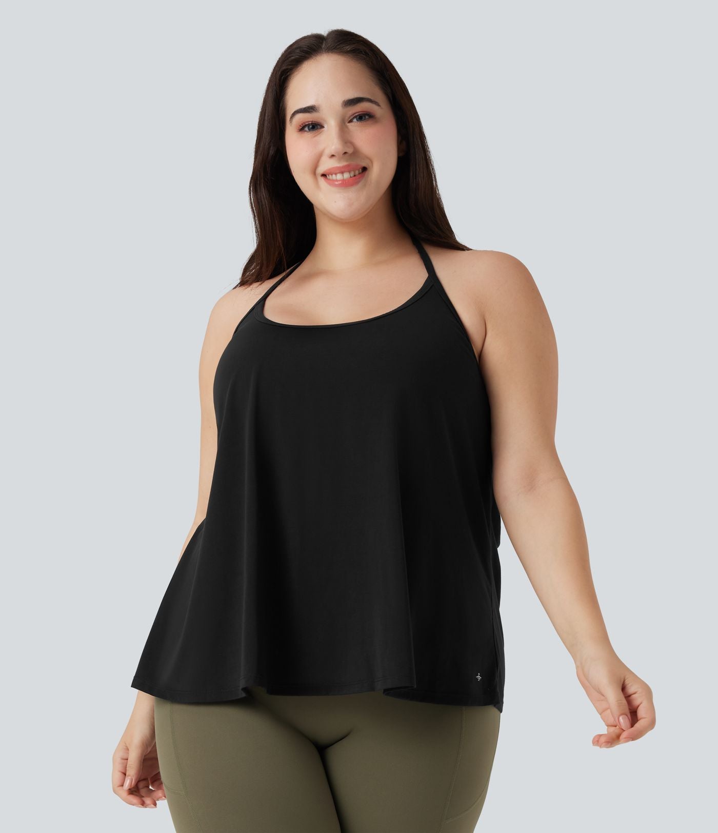 Haut de sport yoga grande taille SoftlyZero™ Airy col licou drapé effet frais InstantCool, protection solaire UPF50+