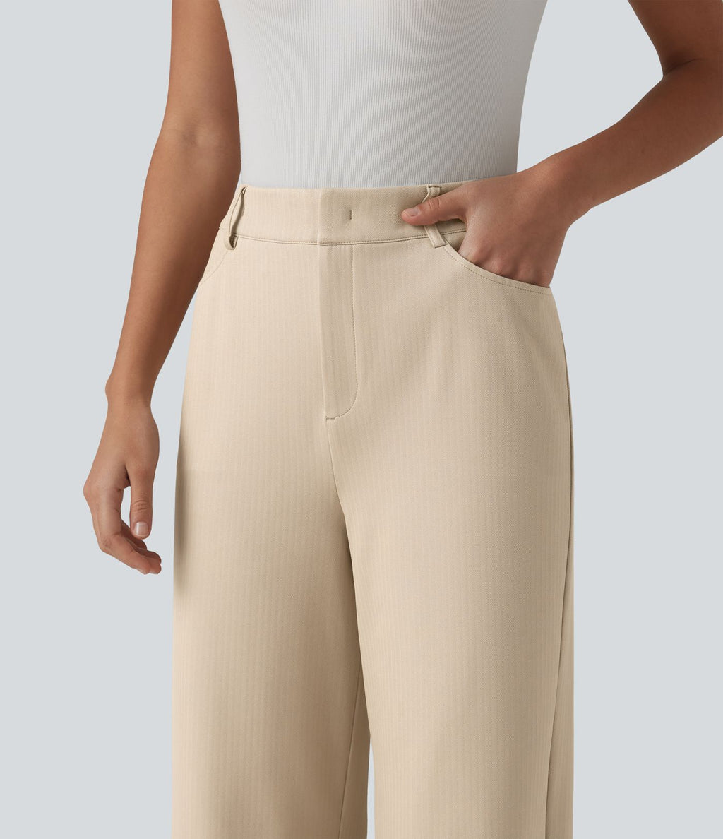 Halara Flex™ Pantalon tailleur droit taille haute à chevrons avec poches