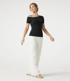 T-shirt casual Halara en jersey de coton asymétrique brassière intégrée bonnets B à DD