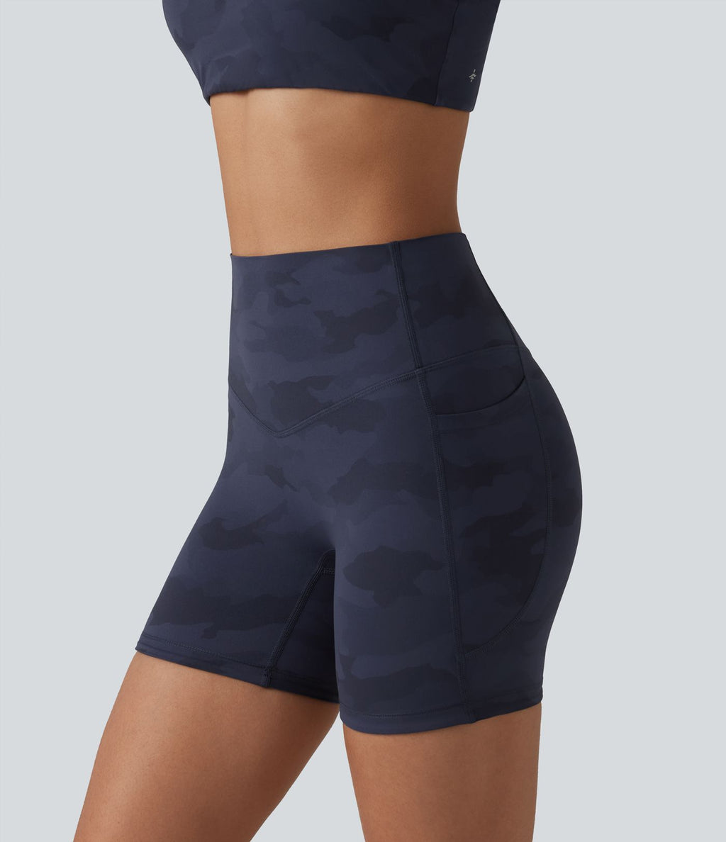 Short cycliste Halara UltraSculpt™ imprimé camouflage taille haute gainant 12,5 cm avec poches