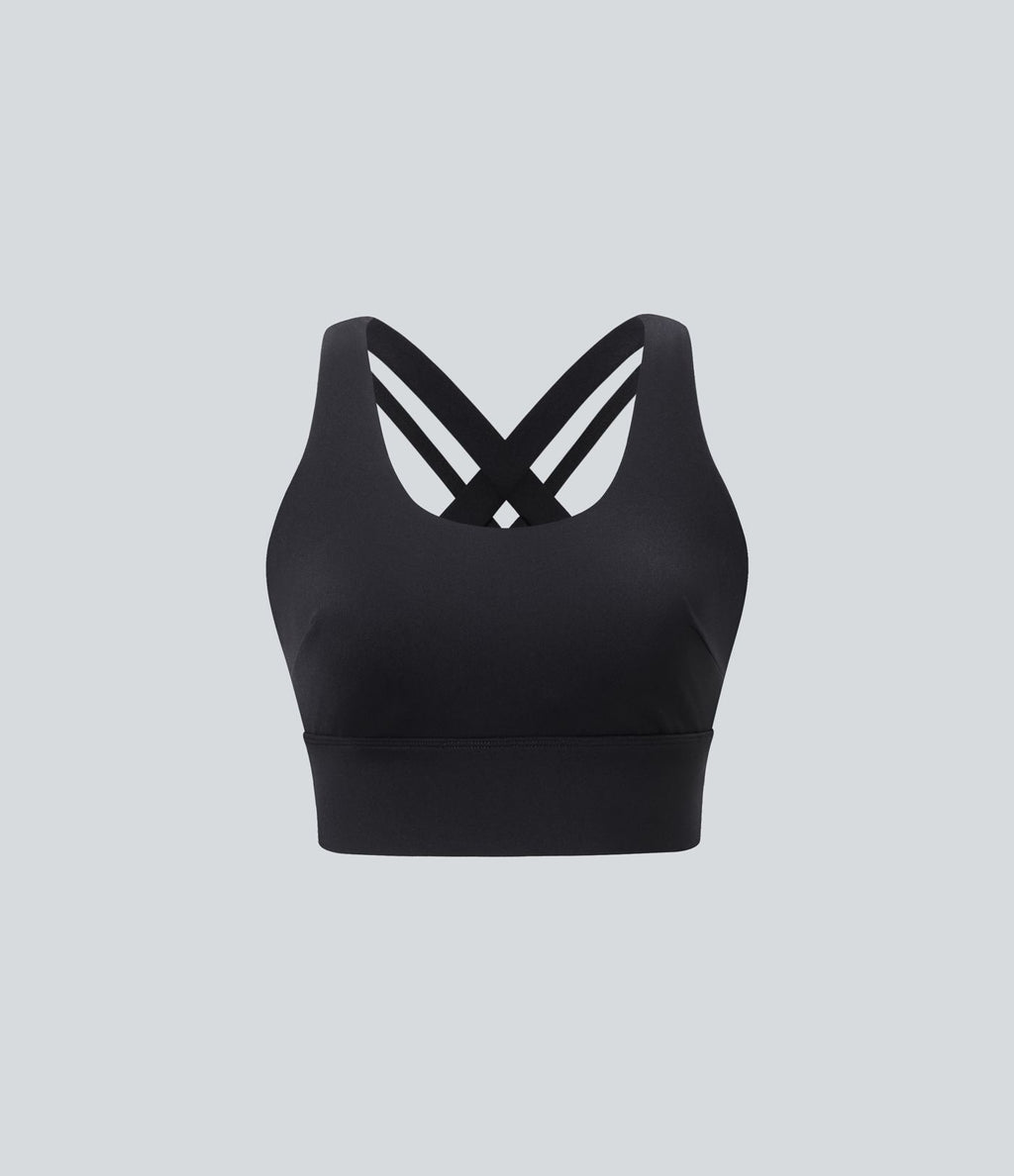 Brassière de sport course col U maintien moyen crochet ajustable E-G