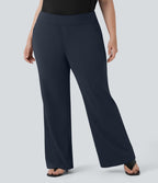 Pantalon tailleur évasé grande taille taille haute Halara Flex™ DayStretch avec poches zippées latérales