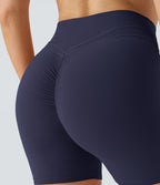 Softlyzero™ Plush Shorts 12,5cm Yoga Taille Haute Croisés Froncés