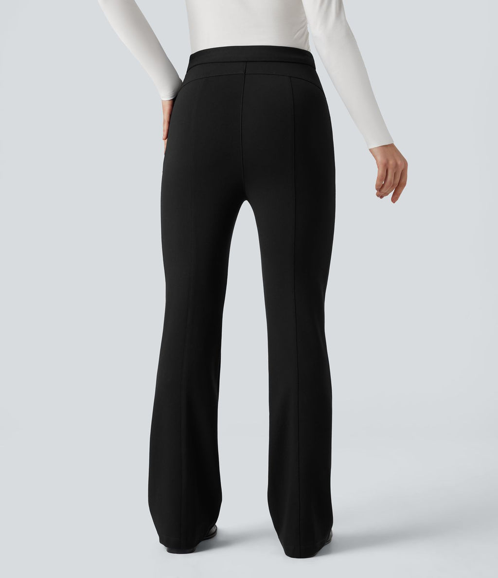 Pantalon de travail évasé croisé taille haute avec poches