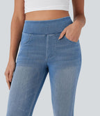 Leggings 7/8 décontractés en denim taille haute avec poches Halara Flex™