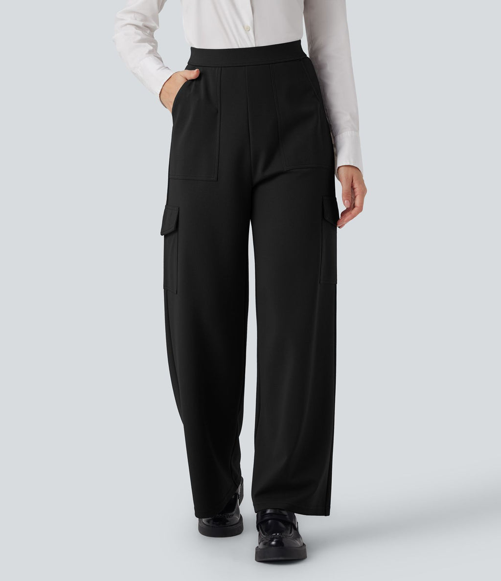 Pantalon cargo de travail coupe droite taille haute Halara Flex™ avec poches