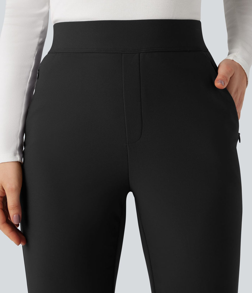 Pantalon de sport fuselé thermique en polaire, taille haute, avec poches