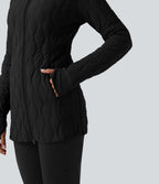 Veste matelassée de sport PuffFlex à col montant, manches longues, fermeture éclair avec passe-pouces et poches
