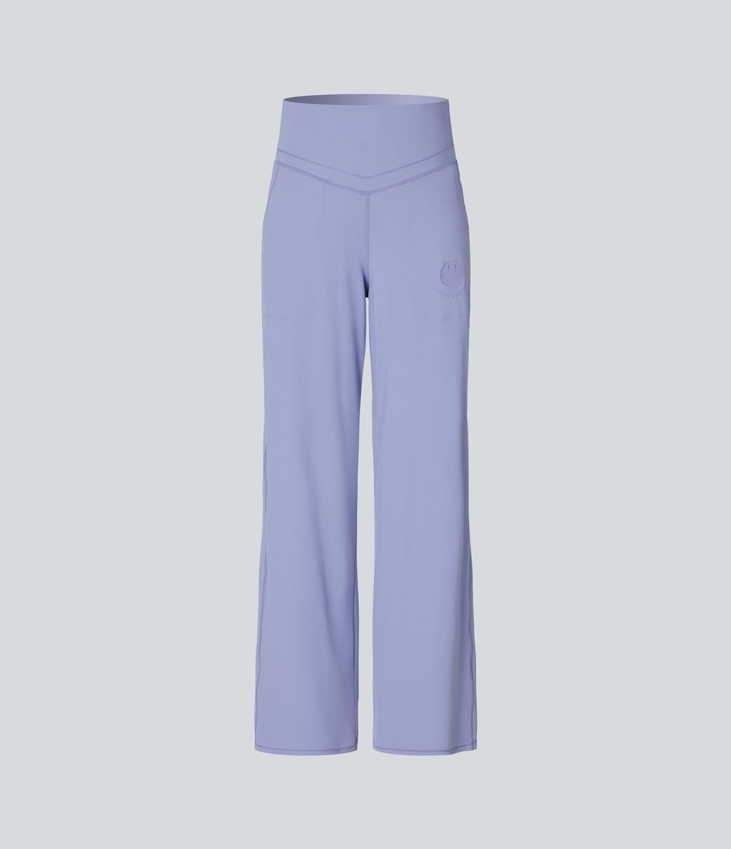 Pantalon de yoga droit Halara X Smiley® Halara UltraSculpt™ taille haute ventre plat avec poches