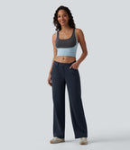 Pantalon décontracté DayStretch taille basse asymétrique coupe droite avec poches