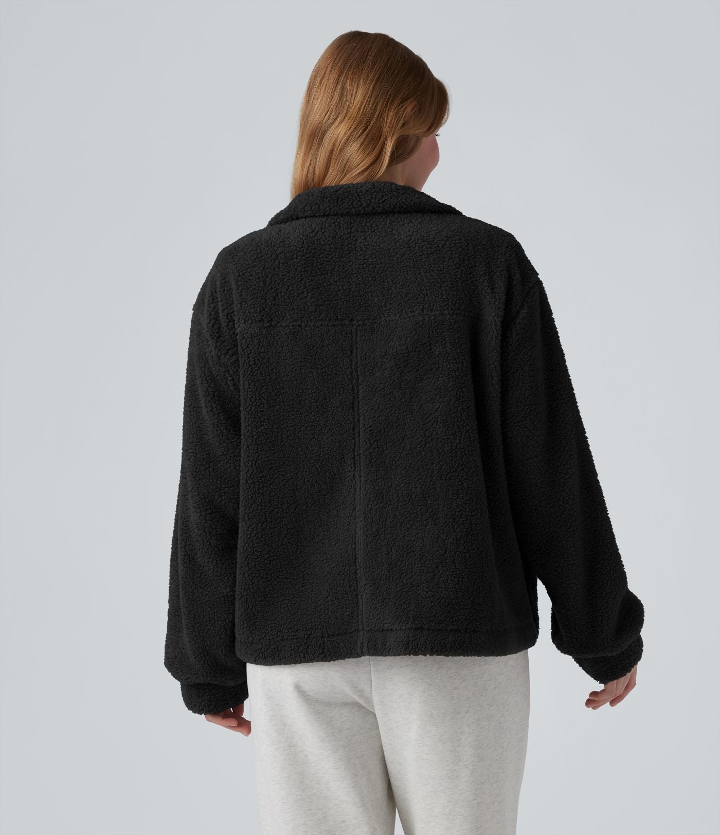 Veste sherpa de randonnée col montant manches longues avec poches