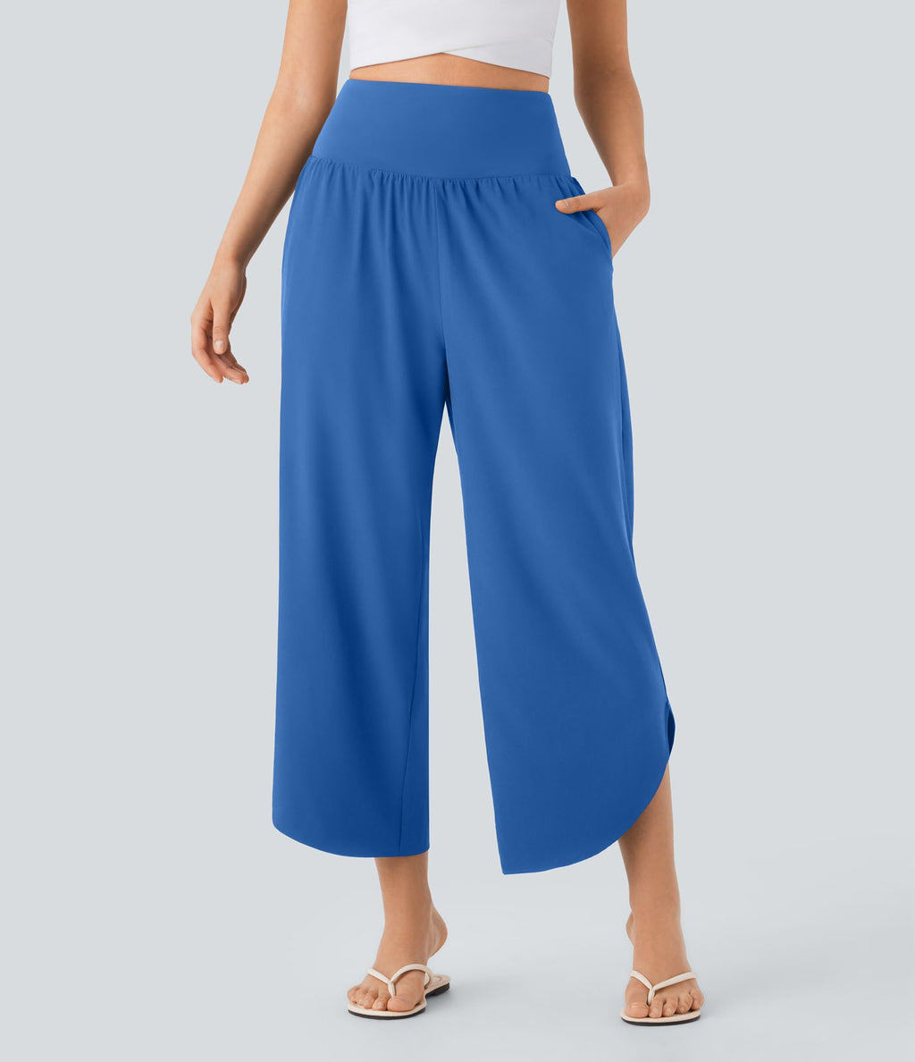 Pantalon fluide resort Breezeful™ à séchage rapide, coupe fendue et effet ventre plat