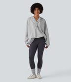 Sweat-shirt décontracté à capuche, cordon de serrage, manches longues et poches