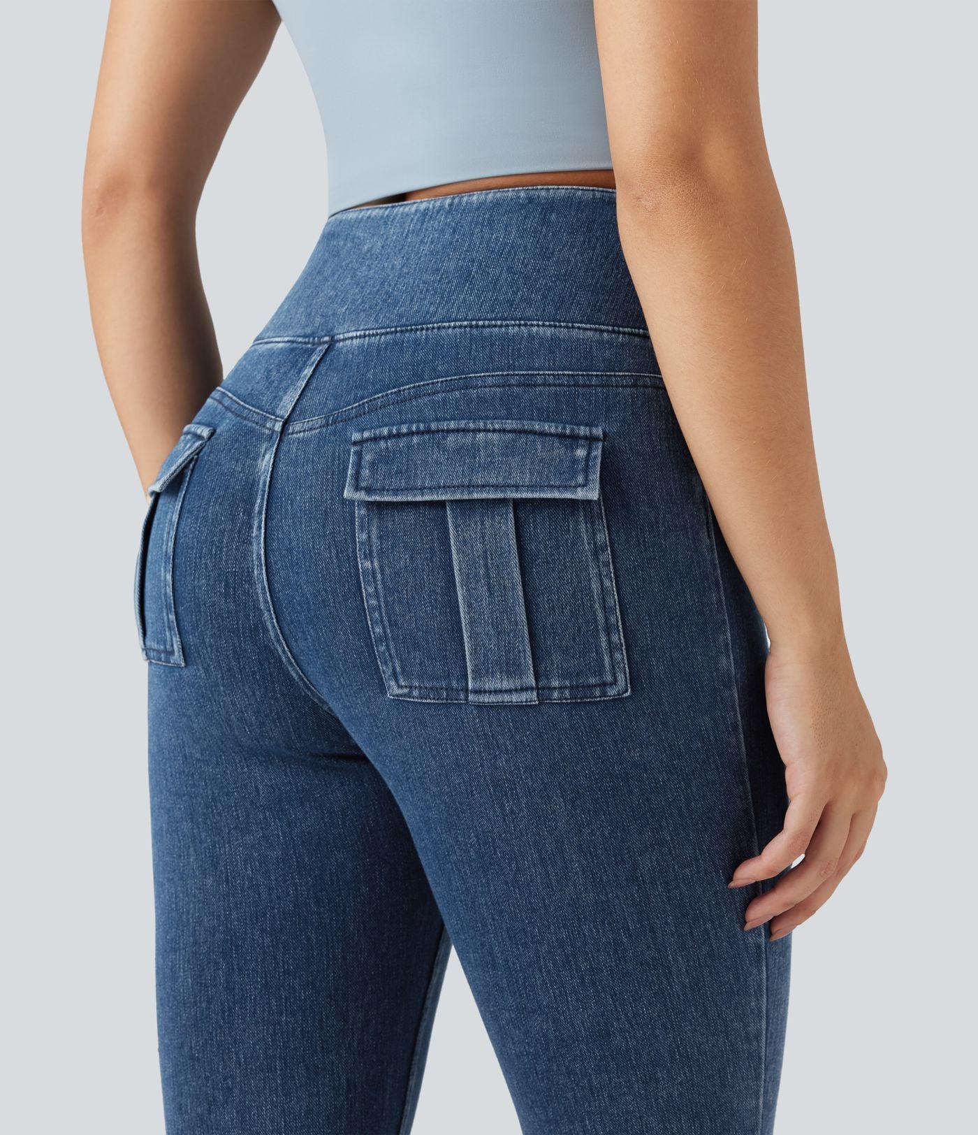 Legging décontracté gainant taille haute effet denim avec poches Halara Flex™