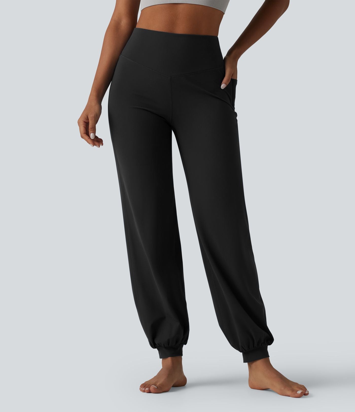 Jogging Halara Ultrasculpt™ taille haute gainant ventre plat avec poches