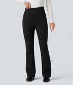 Pantalon de travail évasé croisé taille haute avec poches
