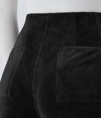 Pantalon de palazzo décontracté en velours côtelé taille haute à plis avec poches multiples
