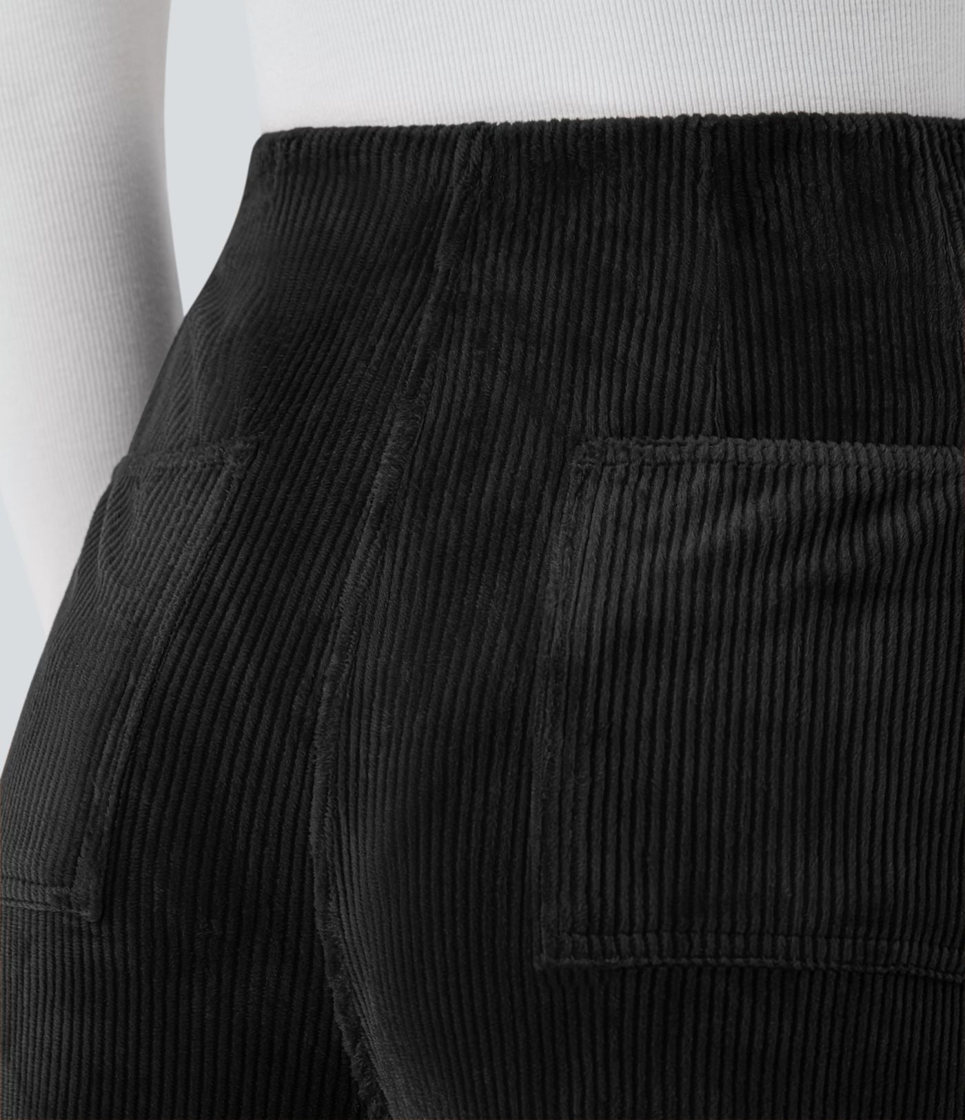 Pantalon de palazzo décontracté en velours côtelé taille haute à plis avec poches multiples