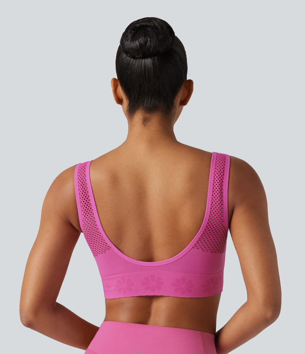 Brassière de sport OneForm Seamless Flow sans couture à col V, maintien léger, pour le yoga
