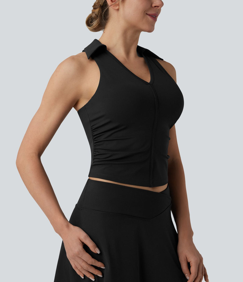 Haut de sport tennis SoftlyZero™ Airy dos nageur à fronces effet frais InstantCool, protection solaire UPF50+