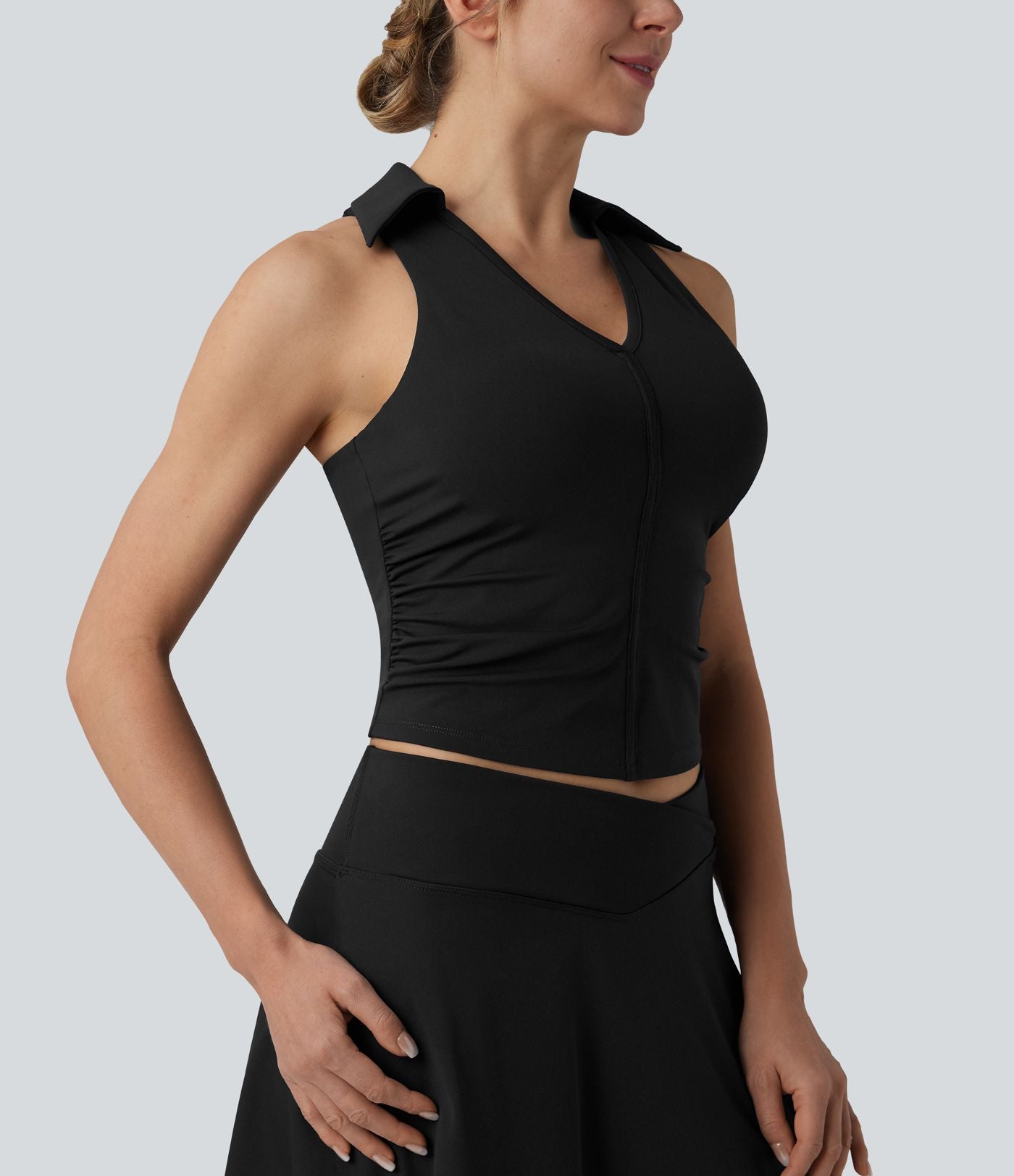 Haut de sport tennis SoftlyZero™ Airy dos nageur à fronces effet frais InstantCool, protection solaire UPF50+