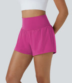 Short 7,5cm Yoga 2 en 1 Super Taille Haute Poches Arrière Poches Cachées Latérales