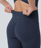 Combinaison d'entraînement Halara UltraSculpt™ évasée dos nu croisé gainante galbante avec fronces et coussinets fixes avec poches - Easy Peasy