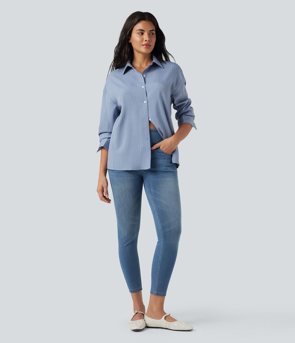 Leggings 7/8 décontractés en denim taille haute avec poches Halara Flex™