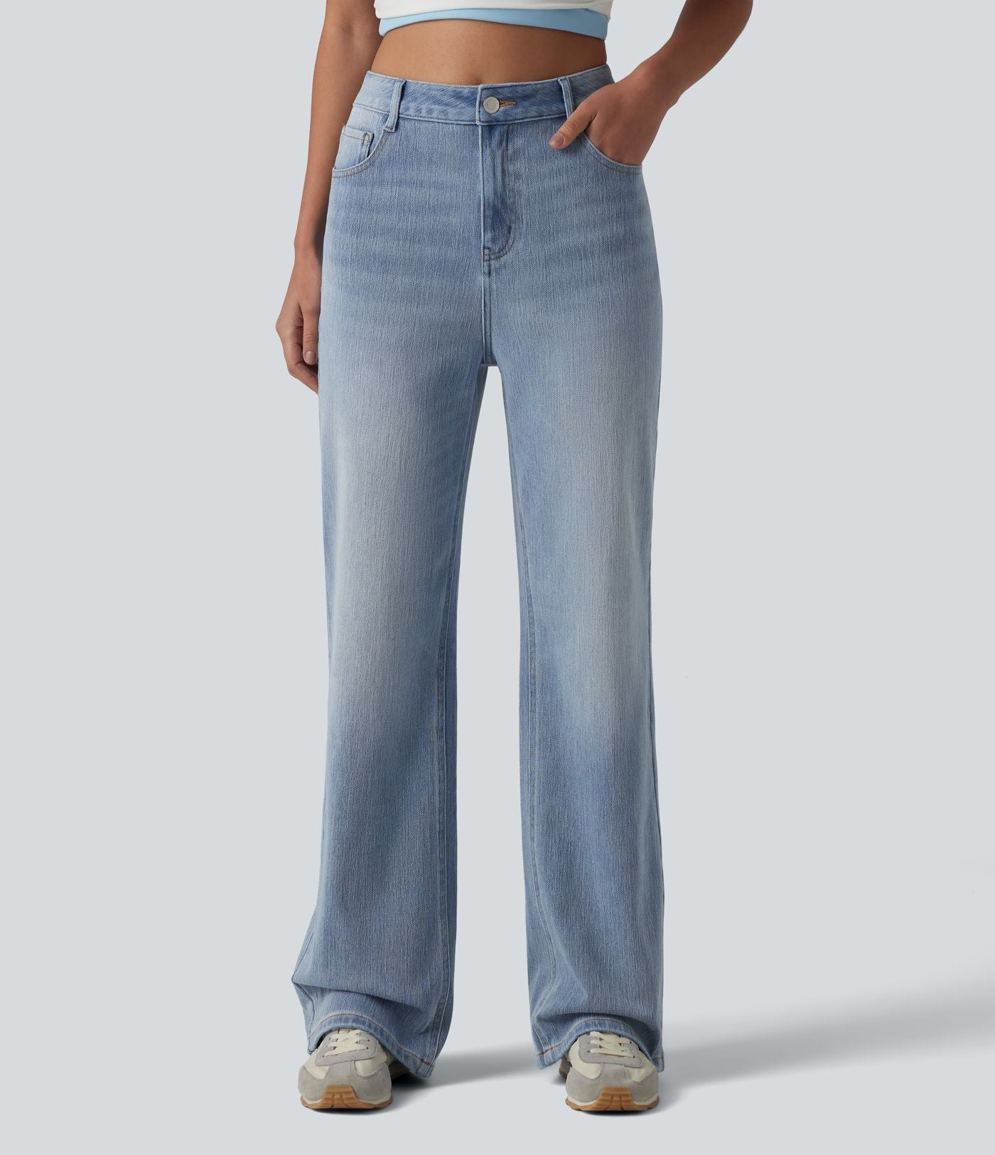 Halara Flex™ Jean droit casual taille haute avec poches