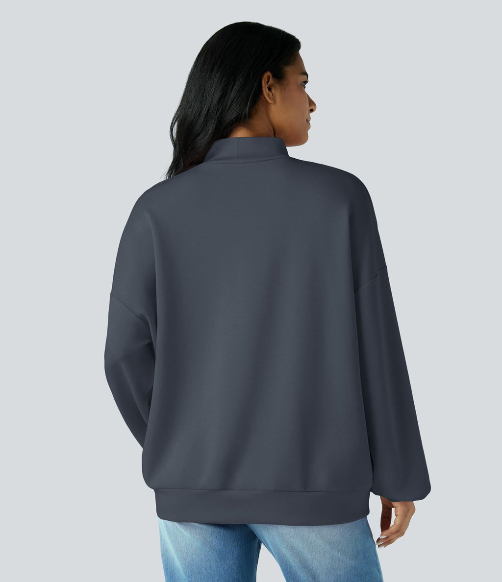 Sweatshirt casual col montant coupe décontractée avec poches