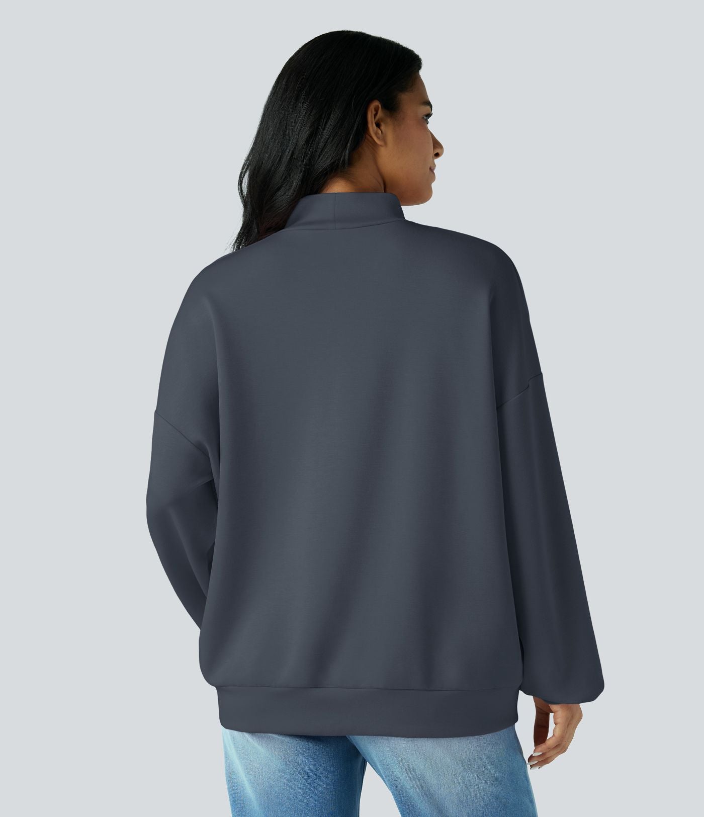 Sweatshirt casual col montant coupe décontractée avec poches