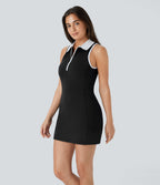 Robe active golf mini 2 pièces col color block zippée sans manches DayStretch avec poches - Poche pour tees de golf