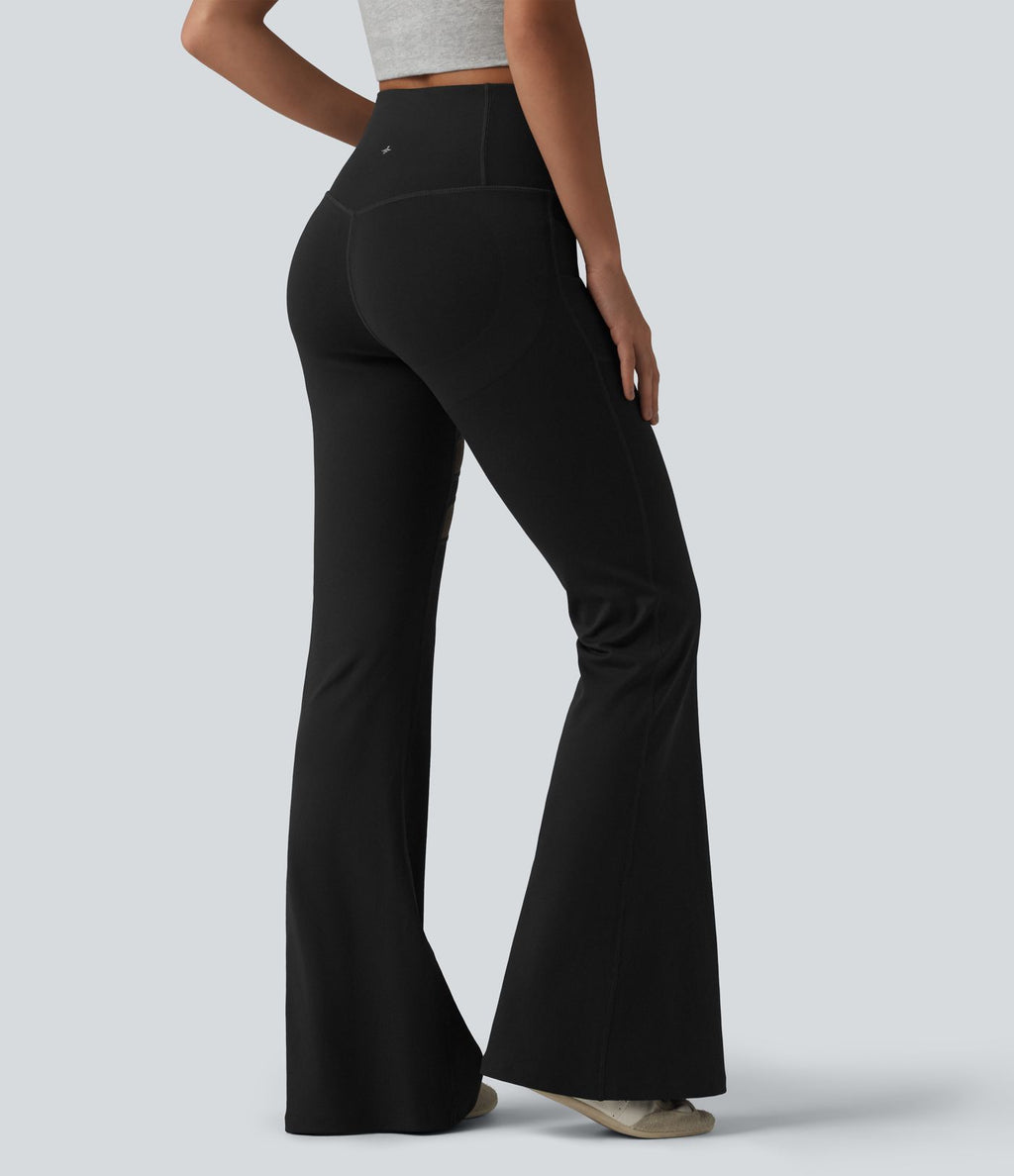 Legging décontracté DayStretch taille haute gainant et galbant les fesses, avec poche, empiècement en maille contrastée et coupe évasée