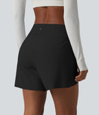 Short de yoga 2-en-1 SoftlyZero™ Airy effet frais InstantCool taille mi-haute 12,5 cm ourlet tulipe avec poches