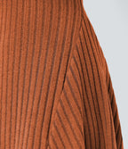 Robe de courte décontractée en maille côtelée à col montant et manches longues