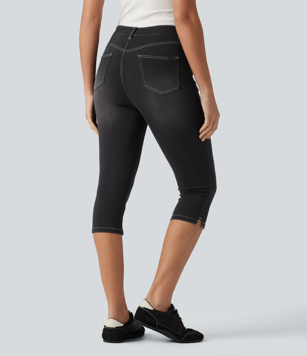 Halara Flex™ Jean slim casual capri taille haute avec fentes et poches