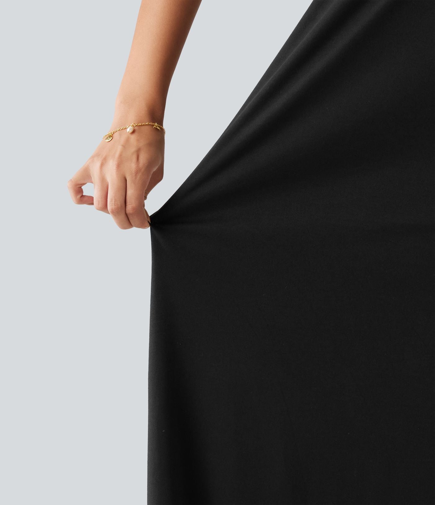 Robe longue décontractée col V style nuisette avec fente et poches