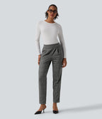 Pantalon tailleur Halara Flex™ fuselé à carreaux taille haute avec poches