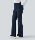 Halara Flex™ Pantalon tailleur évasé à rayures taille haute avec poches