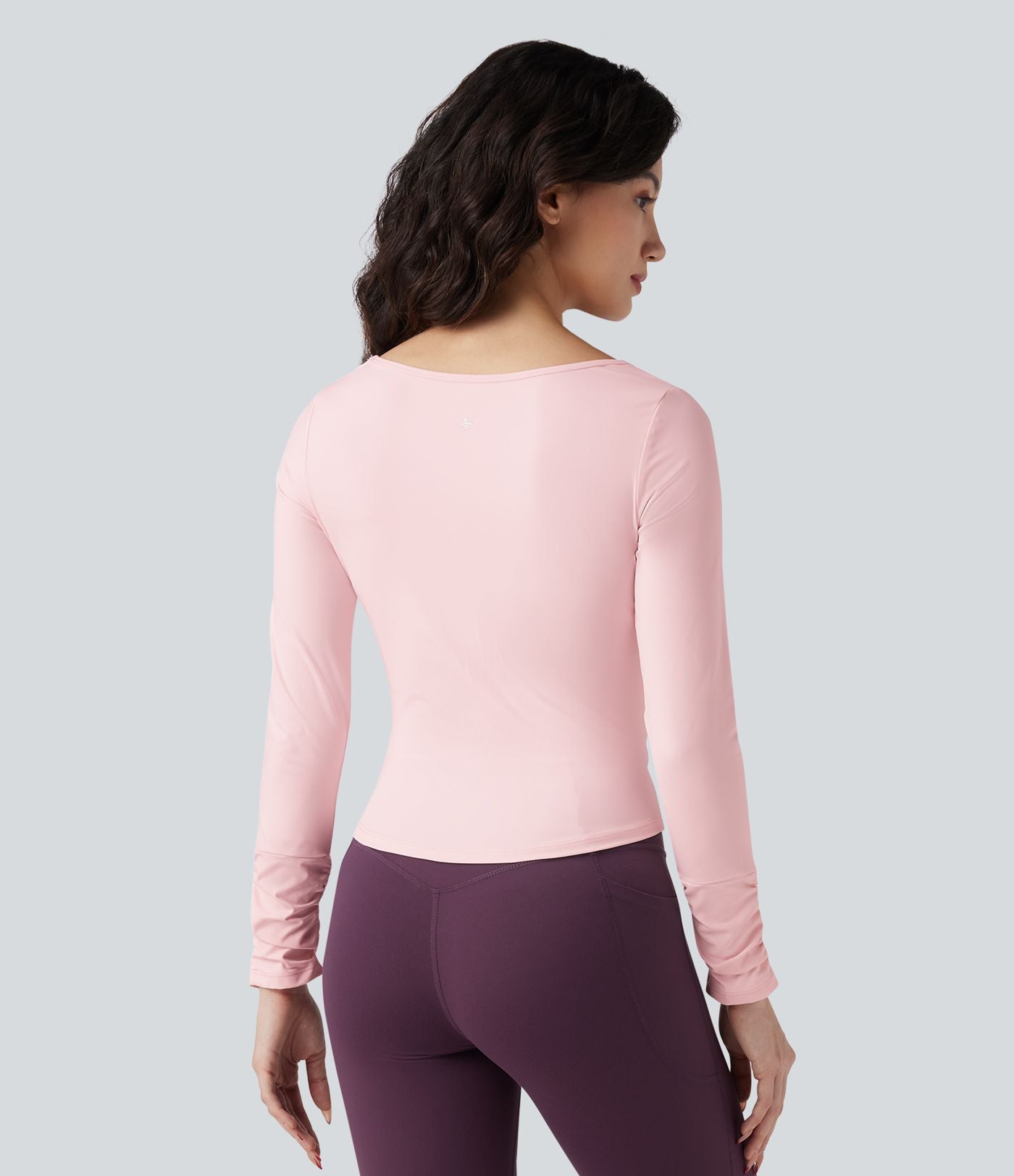 Haut de sport entraînement SoftlyZero™ Airy col carré manches longues froncé effet frais InstantCool
