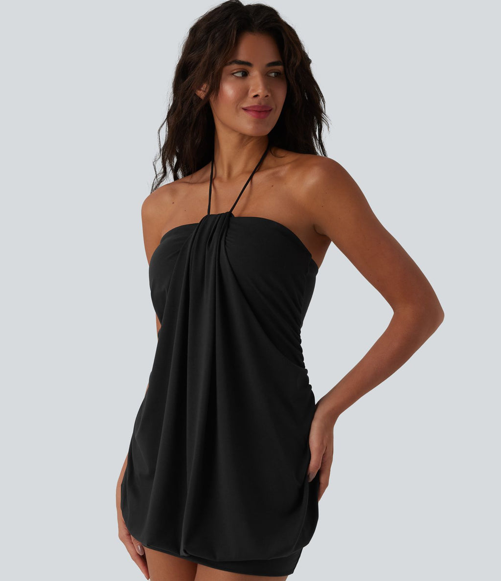 Robe mini moulante à dos nu et brassière intégrée
