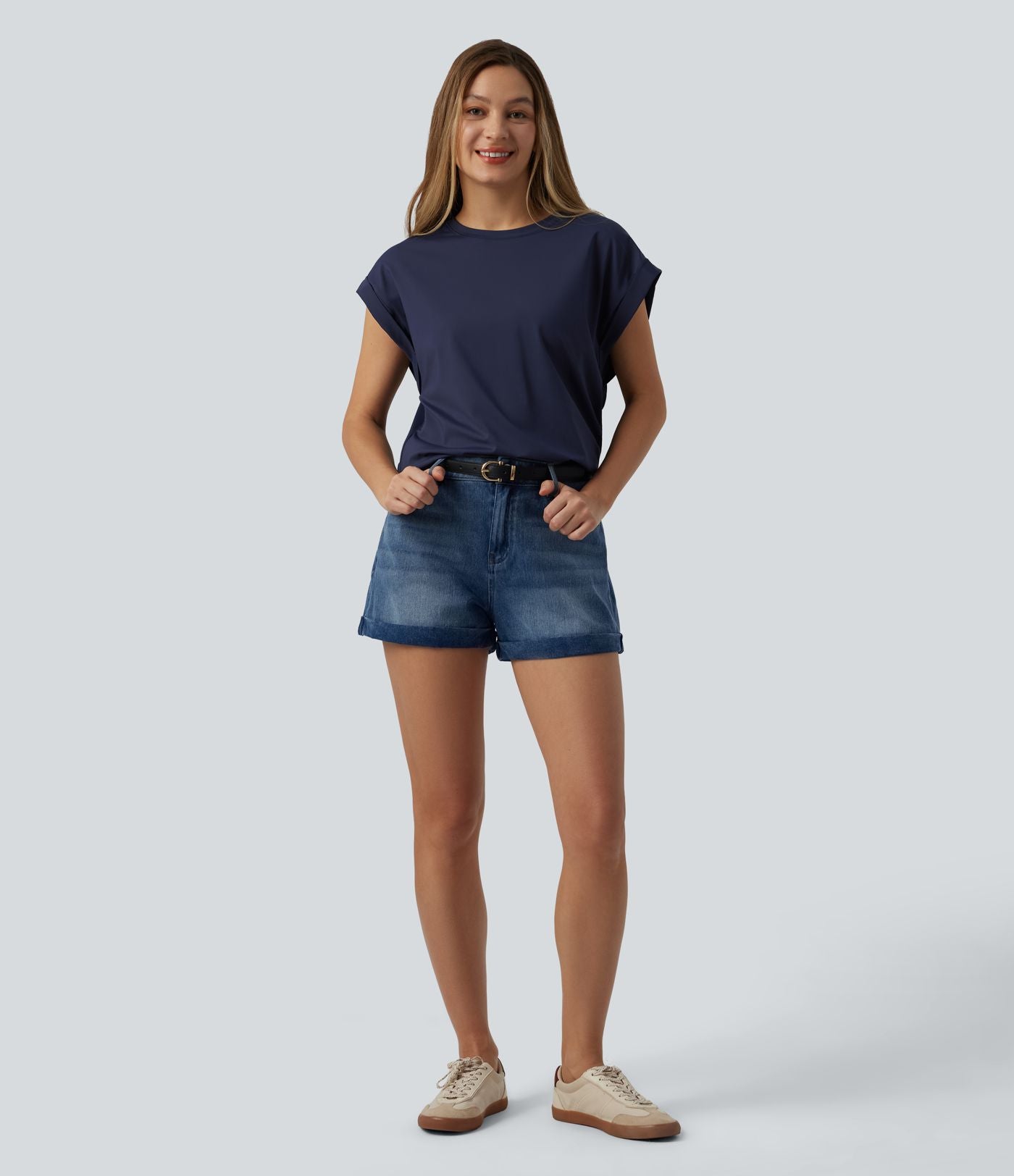 T-shirt casual à col rond et manches courtes