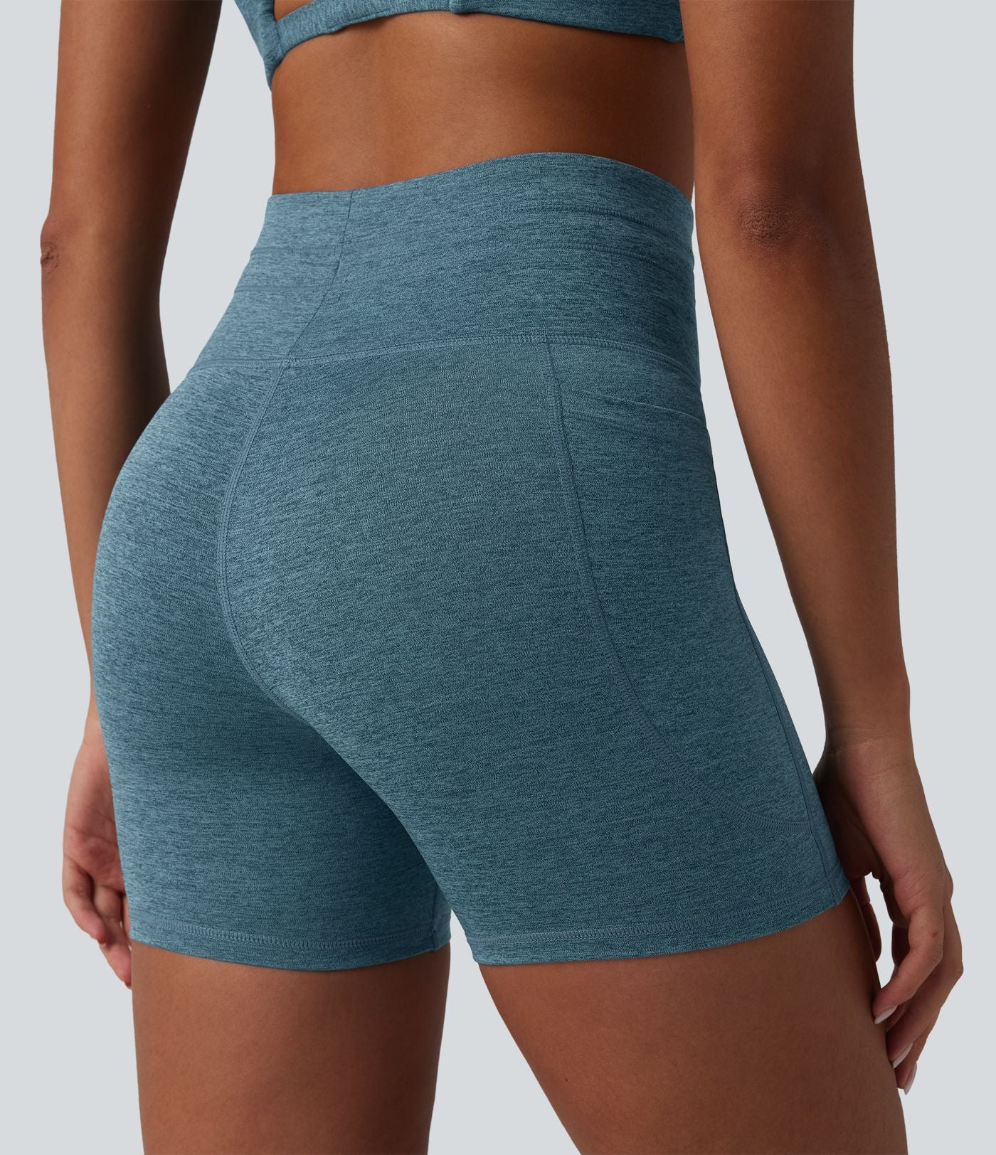 Short cycliste de yoga Halara UltraSculpt™ chiné, taille haute, cordon de serrage, séchage rapide, 12,5 cm, avec poches