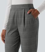 Pantalon tailleur Halara Flex™ fuselé à carreaux taille haute avec poches