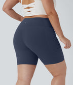 Short cycliste 17,5 cm d'entraînement gainant taille haute grande taille avec poches Halara UltraSculpt™