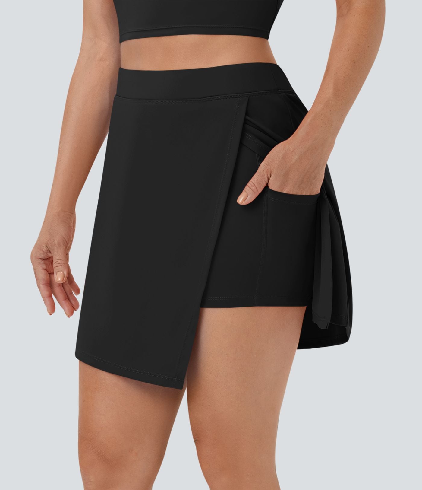 Softlyzero™ Airy Jupe Tennis Toucher Frais 2 en 1 avec Coupe Latérale et Poche Latérale - Pureté - UPF50+