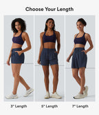 Short 7,5cm Casual à Taille Moyenne avec Ceinture Élastique Cordon de Serrage et Poches Latérales Ruchées